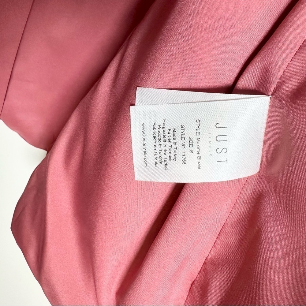 Just Female Maxime Single Breasted Pink Check Plaid Blazer Size S NWT $239 - Picture 11 of 13